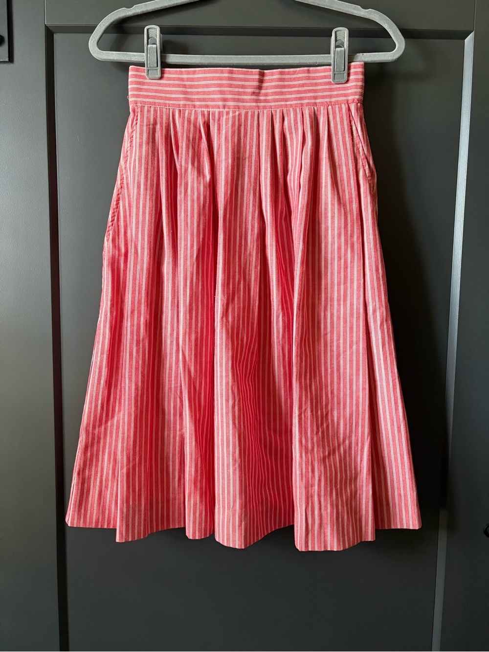 Vintage CLAUDE Striped Pink A-Line Midi Skirt (see measurements)